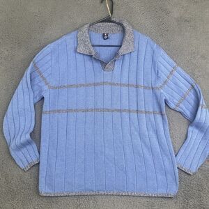Vintage Levis Sweater Mens Large Blue Knit Pullover USA Acrylic Retro 90s
